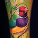 Tattoos - Gouldian Finch Bird sitting on branch  - 73247